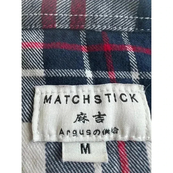 Match stick size medium plaid button up men’s shirt - Picture 5 of 5